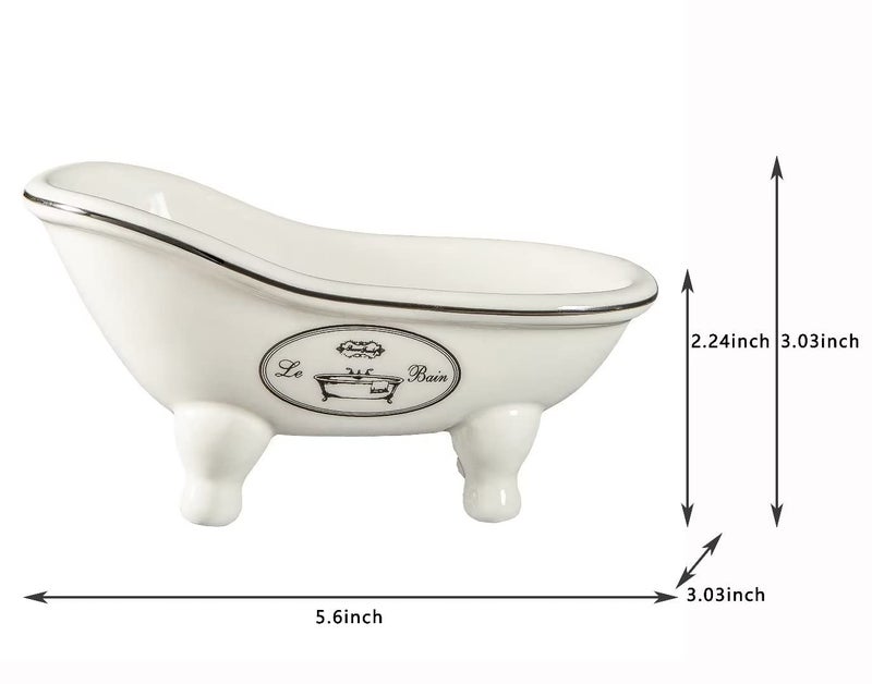 dodococa 1 Piece 5.6"" Ceramic Mini Clawfoot Slipper Bathtub Soap Dish Vintage Decortative Bathroom Soap Dish - Image 3
